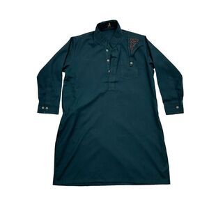 Boys Junaid Jamshed Dark Teal Long Sleeve Kurta‎ Size 6 Years